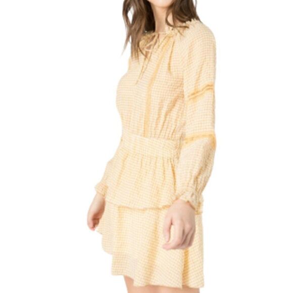 <<3/$30>> Gingham Dress Tiered Fit & Flare Mini  sz S M L JUNIOR fit - Picture 1 of 9